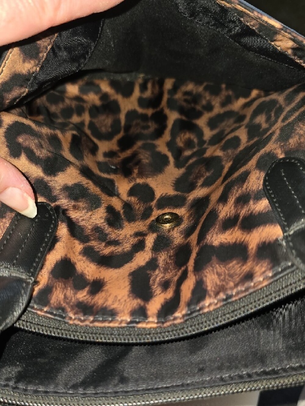 Michael Kors Leopard-Print Tote in Brown/Black w/Gold Hardware Needs Zipper Pull - Picture 4 of 14